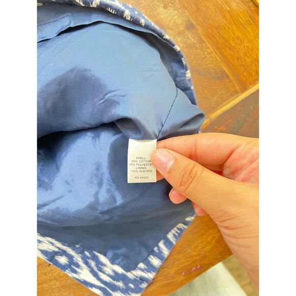 Banana Republic Women's Navy Blue Ikat Print Strapless Mini Dress Size 10 - Picture 7 of 7